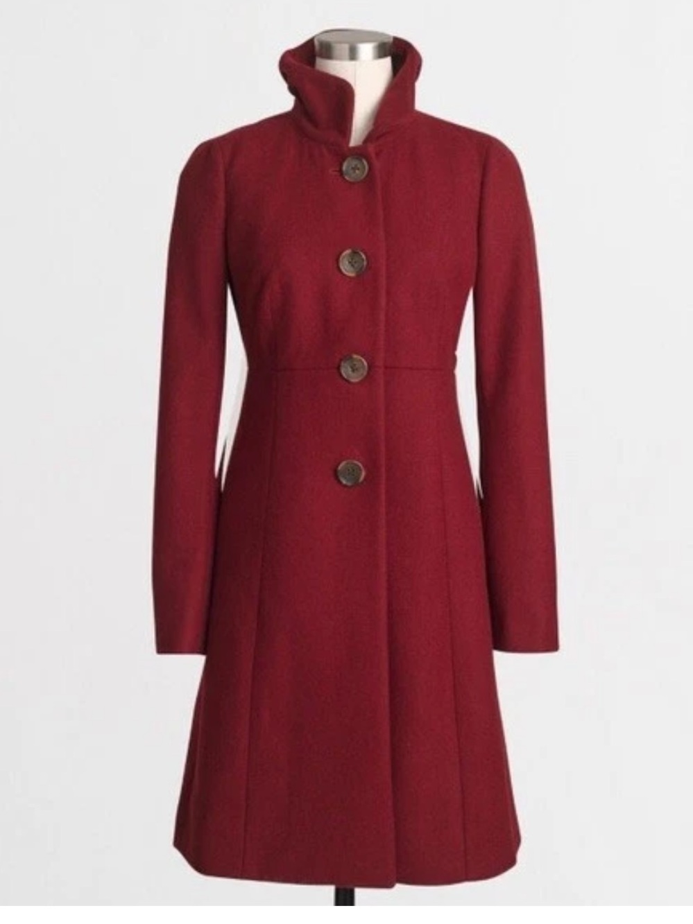 J.Crew Uptown Maroon Wool-Blend Coat - Size 0